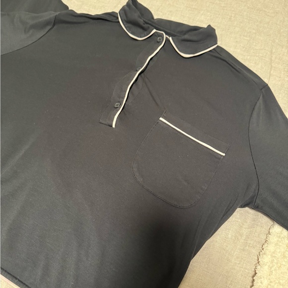 Tommy John Black Pajama Set with Pink Trim - Picture 4 of 8